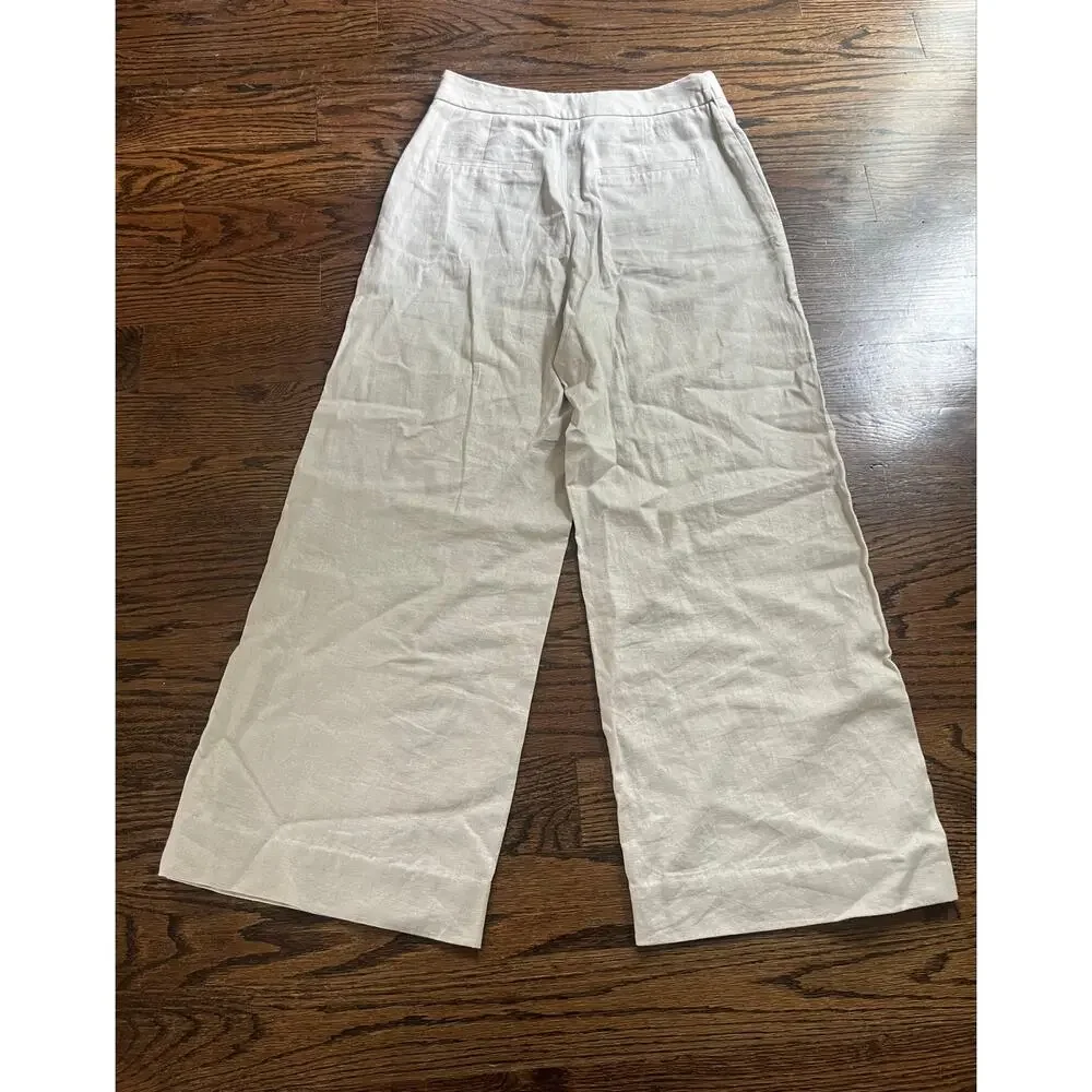 Zara women’s linen blend wide pants Sz. XS cream beige